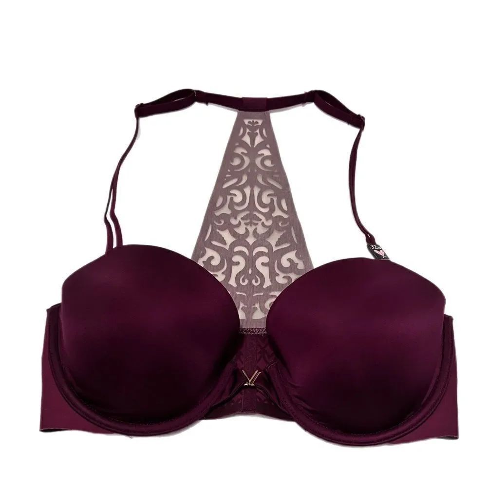 Victoria’s Secret Supersoft Racerback Demi bra front closure bra 32DD burgundy